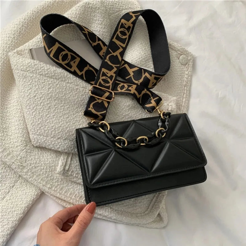 Giulietta™ Quilted PU Leather Shoulder Bag – Elegant Flap Style with Chain or Wide Strap