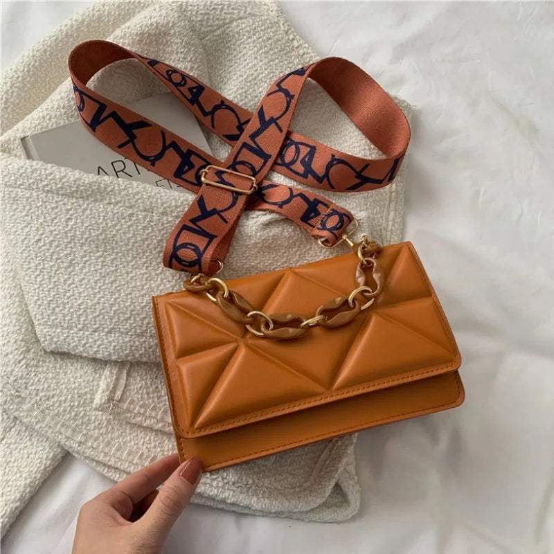 Giulietta™ Quilted PU Leather Shoulder Bag – Elegant Flap Style with Chain or Wide Strap