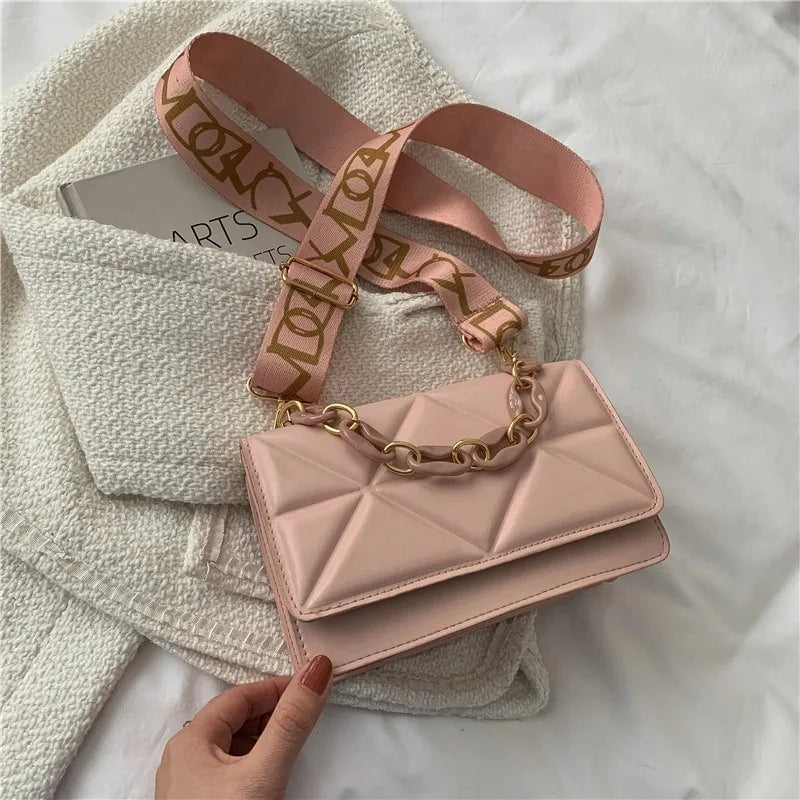 Giulietta™ Quilted PU Leather Shoulder Bag – Elegant Flap Style with Chain or Wide Strap
