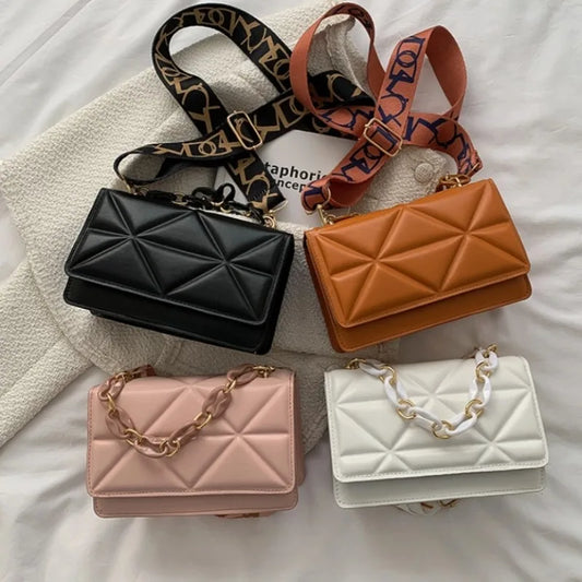Giulietta™ Quilted PU Leather Shoulder Bag – Elegant Flap Style with Chain or Wide Strap